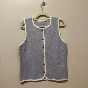Abercrombie & Fitch Gray Vest with Cream Trim